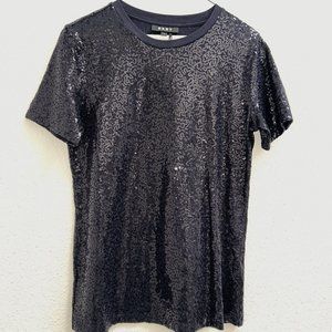 DKNY Black Sequin short sleeve top, size small